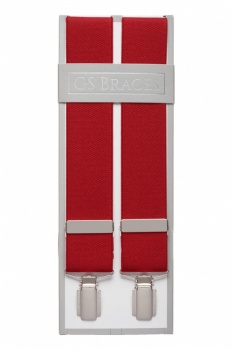 Plain Red Mens Elastic Trouser Braces